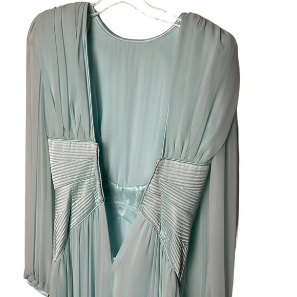 BETTY RUBIN 🇨🇦 sheer maxi dress sateen,pleated,evening,glam,feminine,romantic EC - Picture 12 of 14